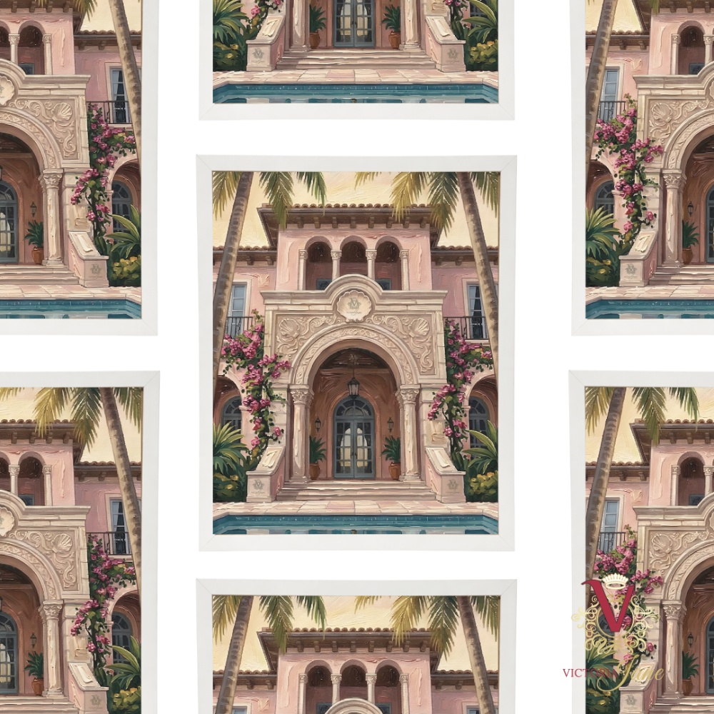 Villa Rosa Framed Art white repeated