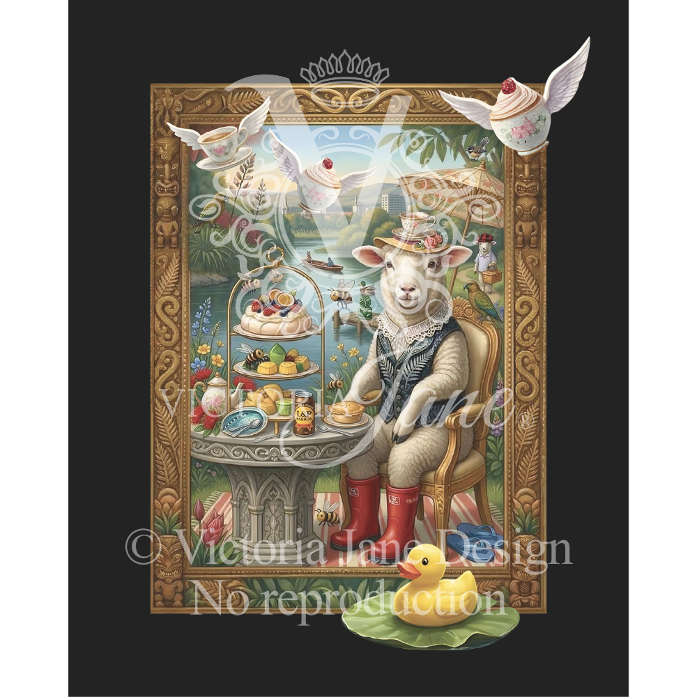 The Woolly Tea Party Framed Art watermark