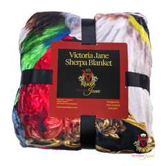 Victoria Jane - Peony Bird high quality sherpa blanket colourful vibrant Forest Fantasy Collection folded beautiful packaging