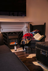 Victoria Jane - Peony Bird high quality sherpa blanket colourful vibrant Forest Fantasy Collection lifestyle living room warm fire lounge book