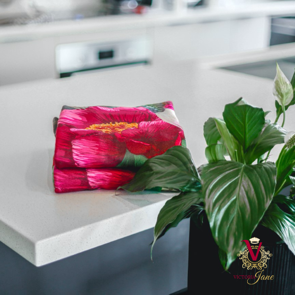 Victoria Jane - Peony bird high quality polyester microfibre Towel bright vibrant Forest Fantasy Collection, absorbent and anti-bacterial stacked beautiful brightening up monochrome space