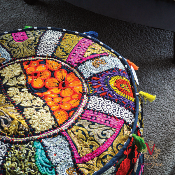 si belle collections colourful pouf footstool ottoman close up detailing