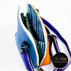 Si Belle Collections Blue, Orange and Purple Leather Bag top view