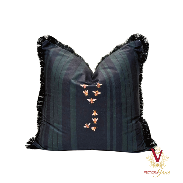 Black Queen Bee Society Velvet Cushion Cover back chopped