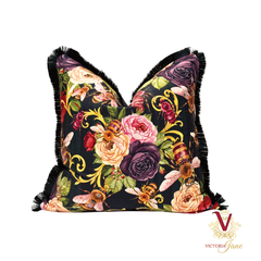 Black Queen Bee Society Velvet Cushion Cover front chopped