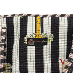 Monochrome Palm Tree Zipped Designer Carry All Tote Bag close up