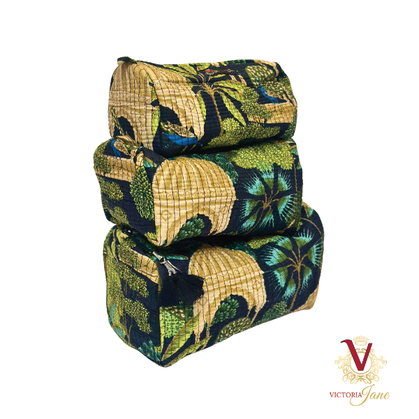 Black Peacock Jungle Pouch Bag Set stacked