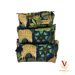 Black Peacock Jungle Pouch Bag Set