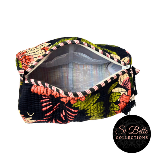 Black Flower Tote  Pouch Set – Matching Duo