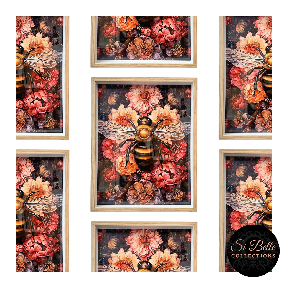 Busy Bee Framed Art repeated on wall