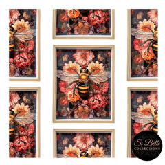 Busy Bee Framed Art repeated on wall
