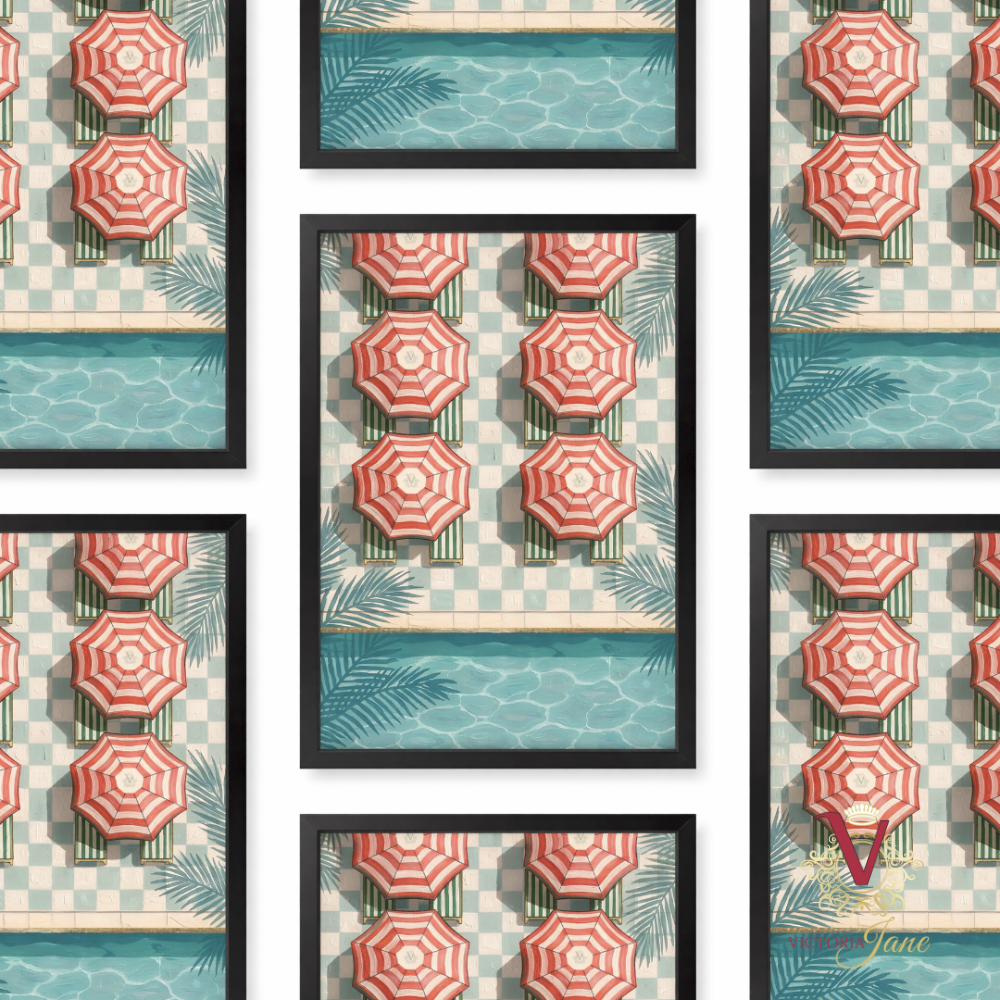 Cabana Lines Framed Art black reepeated