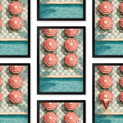 Cabana Lines Framed Art black reepeated