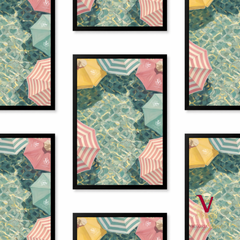 Candy Cabana Framed Art black repeated