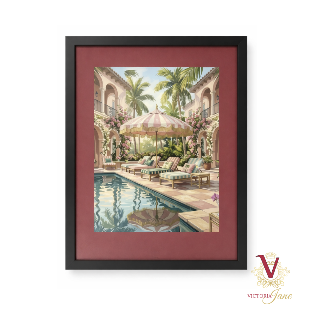 Courtyard Club Framed Art black