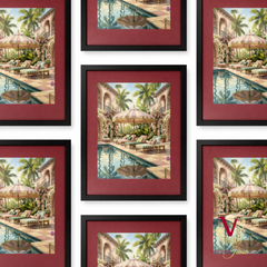 Courtyard Club Framed Art black repeated