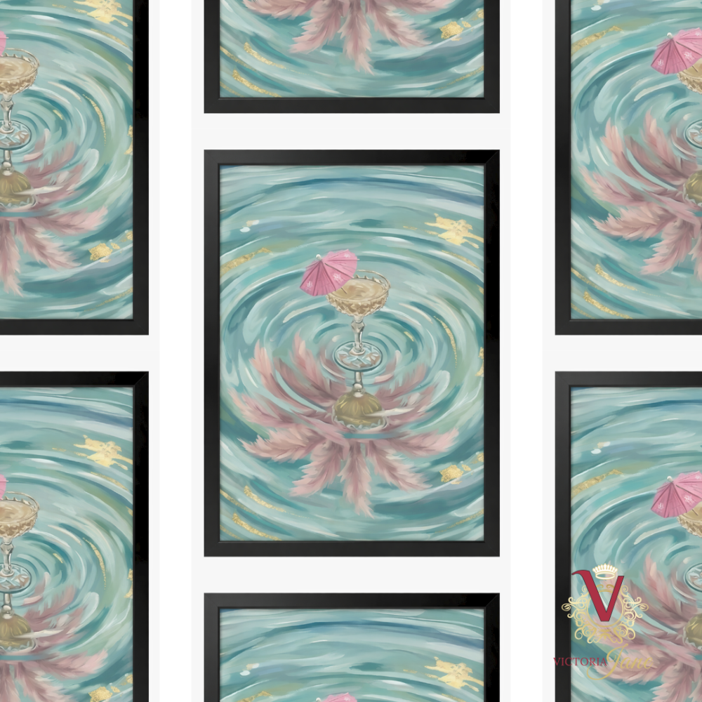 Golden Ripple Framed Art black repeated