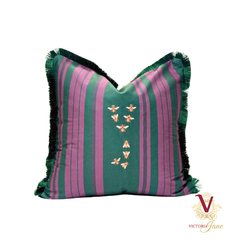 Green Queen Bee Society Velvet Cushion Cover back chopped