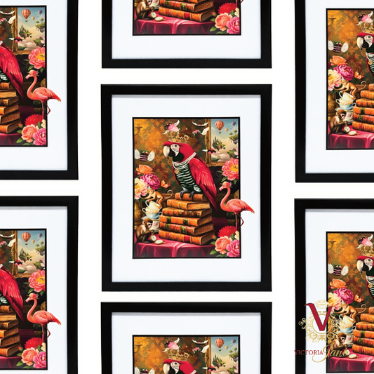 Flamingos Uninvited Guest Box Framed Art repeated