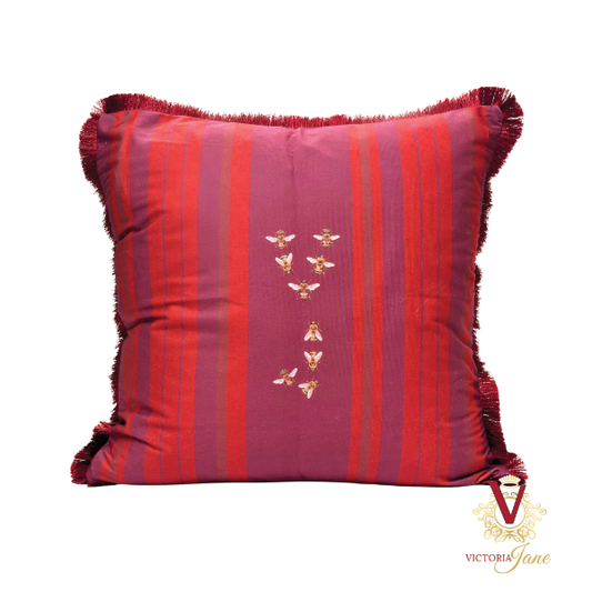 Maroon Queen Bee Society Velvet Cushion Cover back
