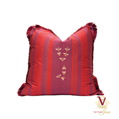 Maroon Queen Bee Society Velvet Cushion Cover back chopped