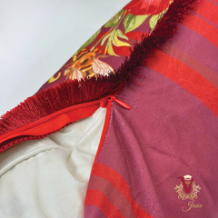 Maroon Queen Bee Society Velvet Cushion Cover zip