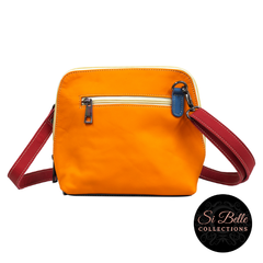 Si Belle collections Orange, Purple and Red Leather Bag front