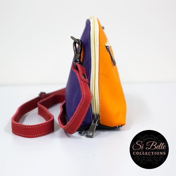 Si Belle collections Orange, Purple and Red Leather Bag side