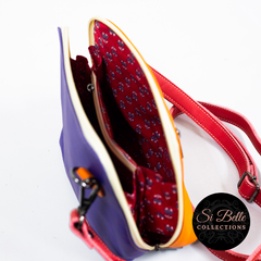 Si Belle collections Orange, Purple and Red Leather Bag top