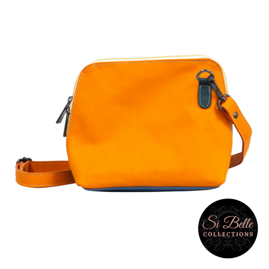 si belle collections Purple, Orange and Blue Leather Bag back