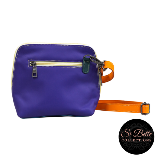 si belle collections Purple, Orange and Blue Leather Bag front