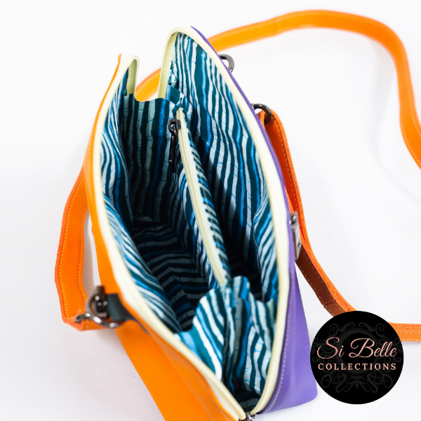 si belle collections Purple, Orange and Blue Leather Bag top