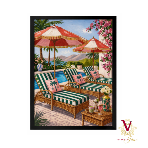 Palm Lounge Framed Art black