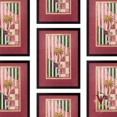 Palm Stripe Framed Art black repeated