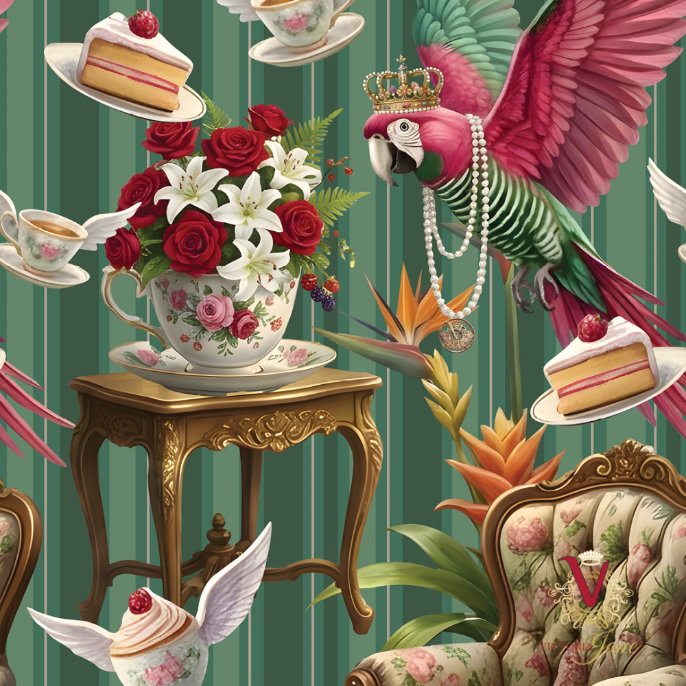 Pearls Parrots Parties Wallpaper detail