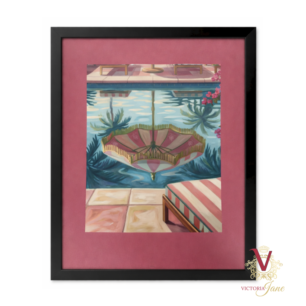 Poolside Reflections Framed Art black