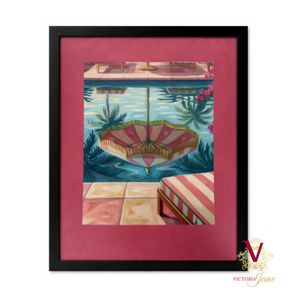 Poolside Reflections Framed Art black