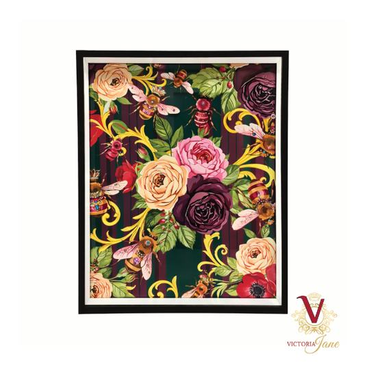 Green Queen Bee Society Framed Art