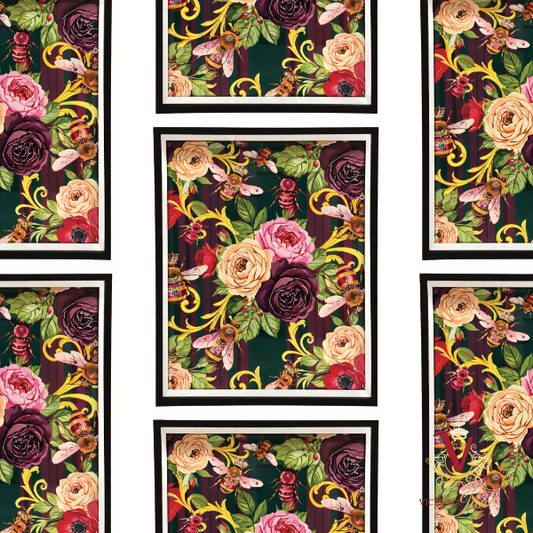 Green Queen Bee Society Framed Art repeated