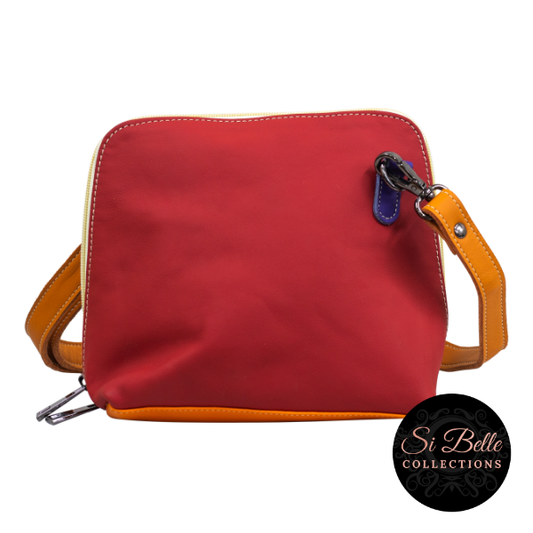 si belle collections Red, Grey and Orange Leather Bag back