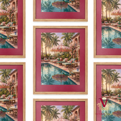 Sunset Cabana Framed Art oak repeated