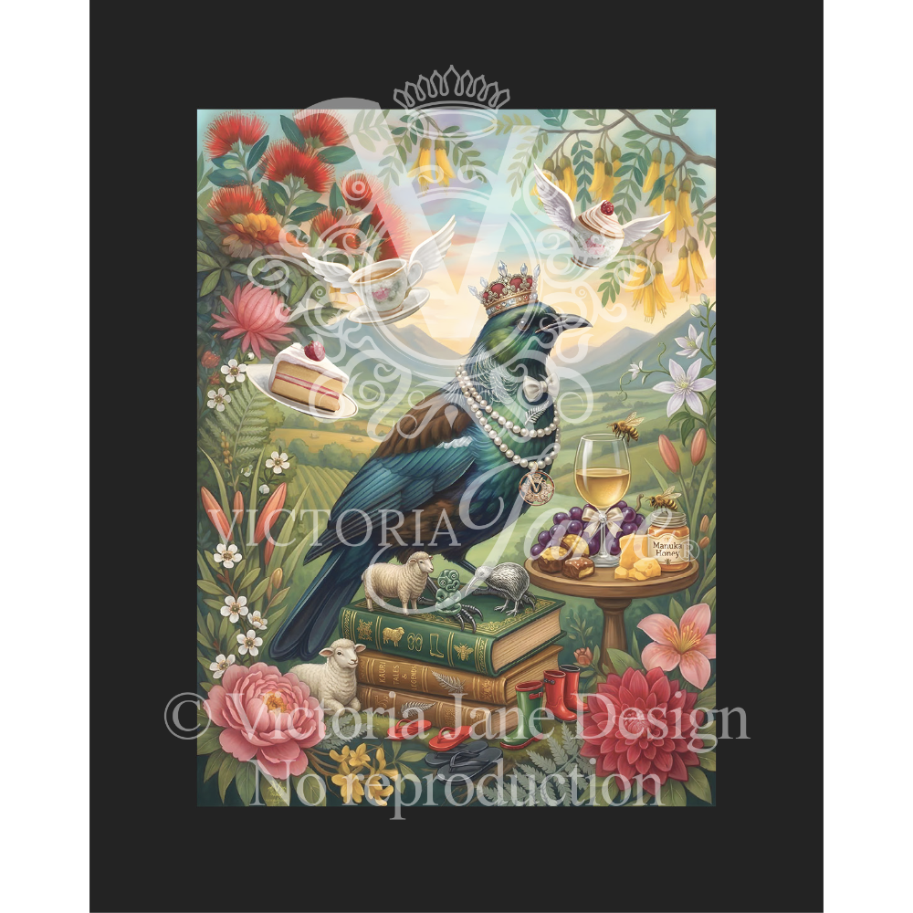 The Alpine Tūī Framed Art watermark