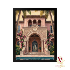 Villa Rosa Framed Art black