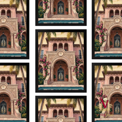 Villa Rosa Framed Art black repeated