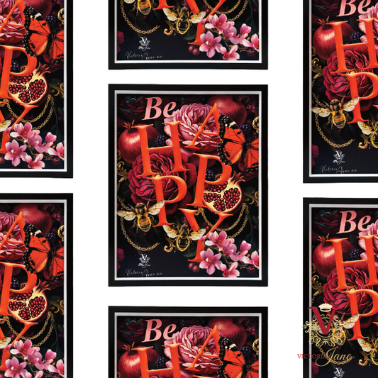 Be Happy Framed Art Victoria Jane repeated