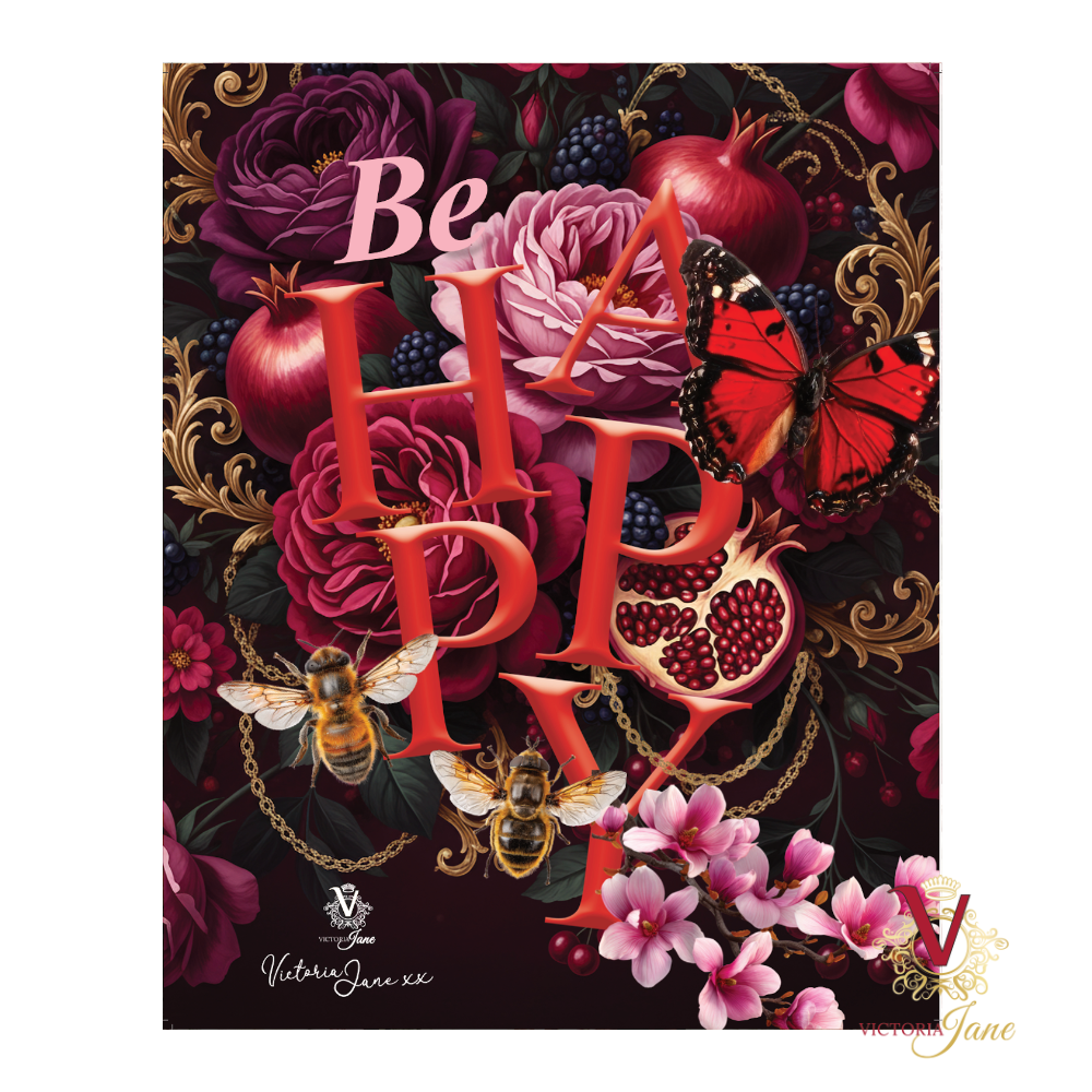 victoria jane Be Happy Framed Edge Art detailed 