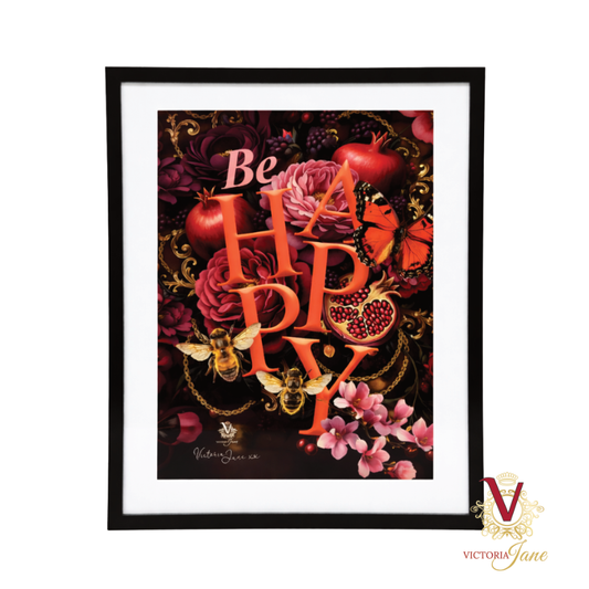 victoria jane Be Happy Framed Edge Art