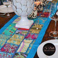 si belle collections turquoise blue table runner styled on table