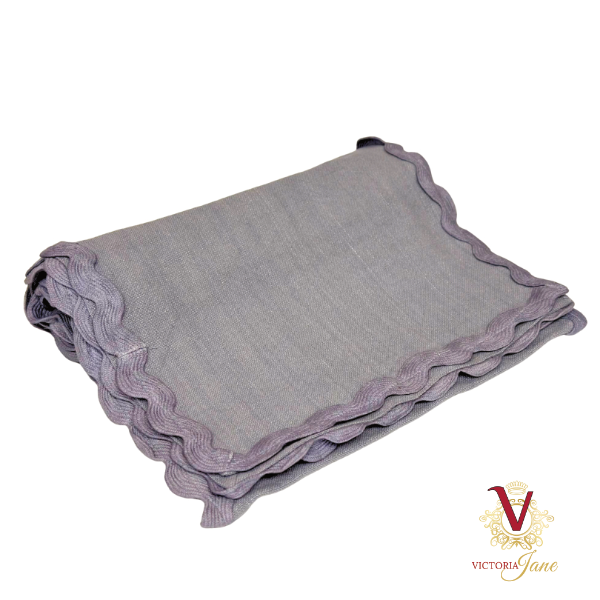 Blue Grey Linen Table Runner rolled
