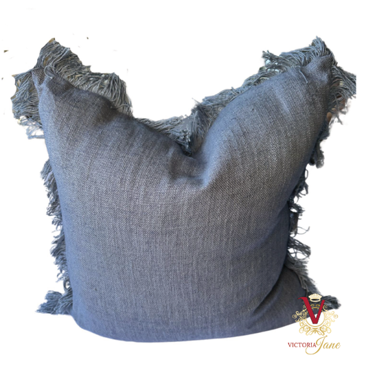 Blue Grey Linen Cushion Cover chopped